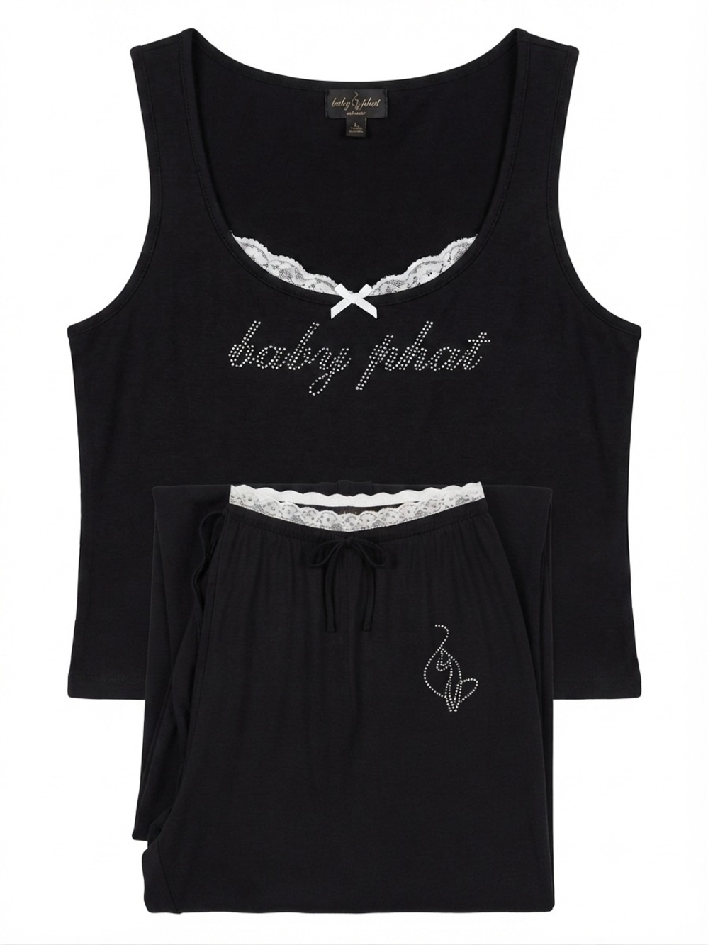 BABYPHAT Black Rhinestone Pajama Set NWT